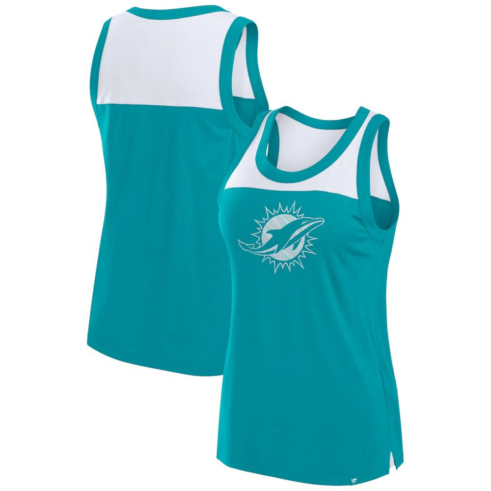Miami Dolphins Women's Sequin Tank Top - Aqua - Fanatics