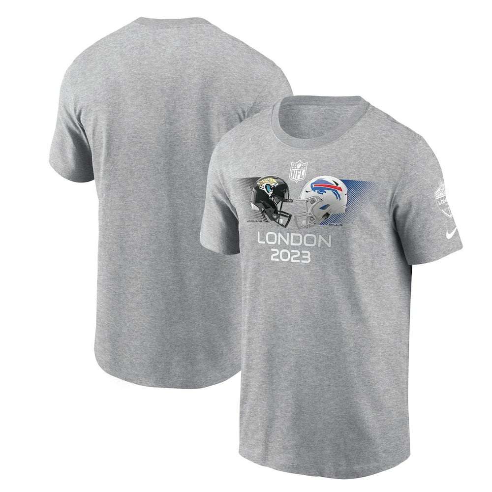 Jacksonville Jaguars vs. Buffalo Bills 2023 London Game T-Shirt - Heather Charcoal - Nike