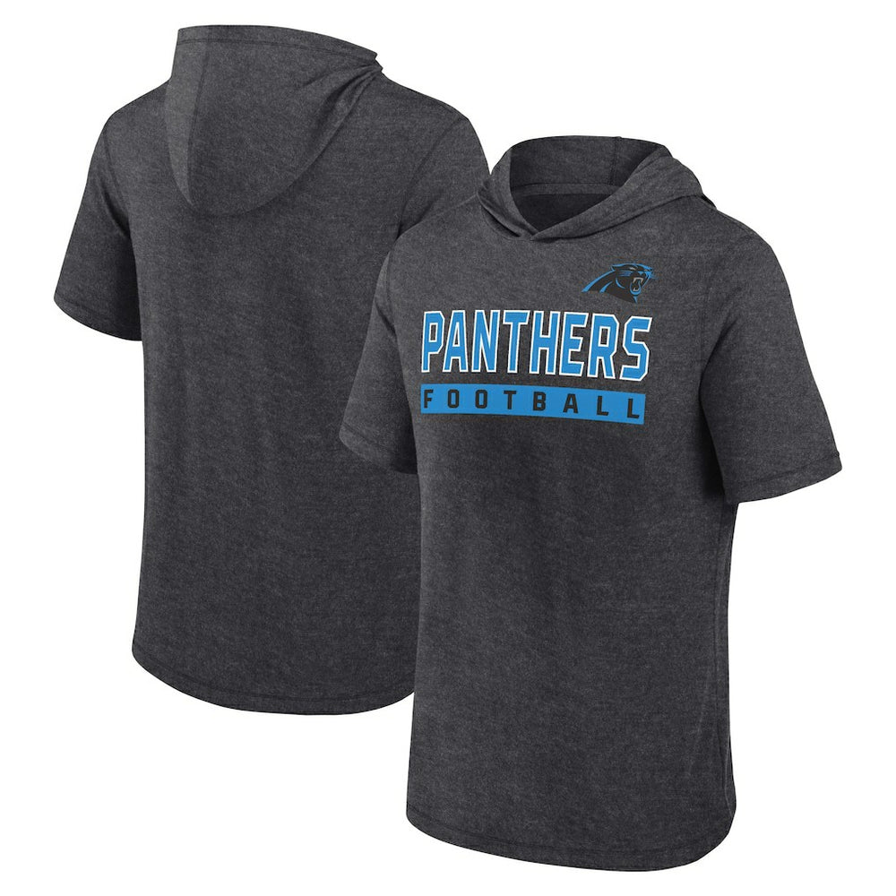 Carolina Panthers Push Short Sleeve Pullover Hoodie - Heather Charcoal - Fanatics