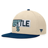 Seattle Kraken Fanatics Goalaso Snapback Hat - Cream/Deep Sea Blue | Fanatics on sale