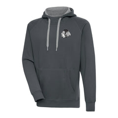 Chicago Blackhawks Antigua Metallic Logo Victory Pullover Hoodie - Charcoal | NHL online