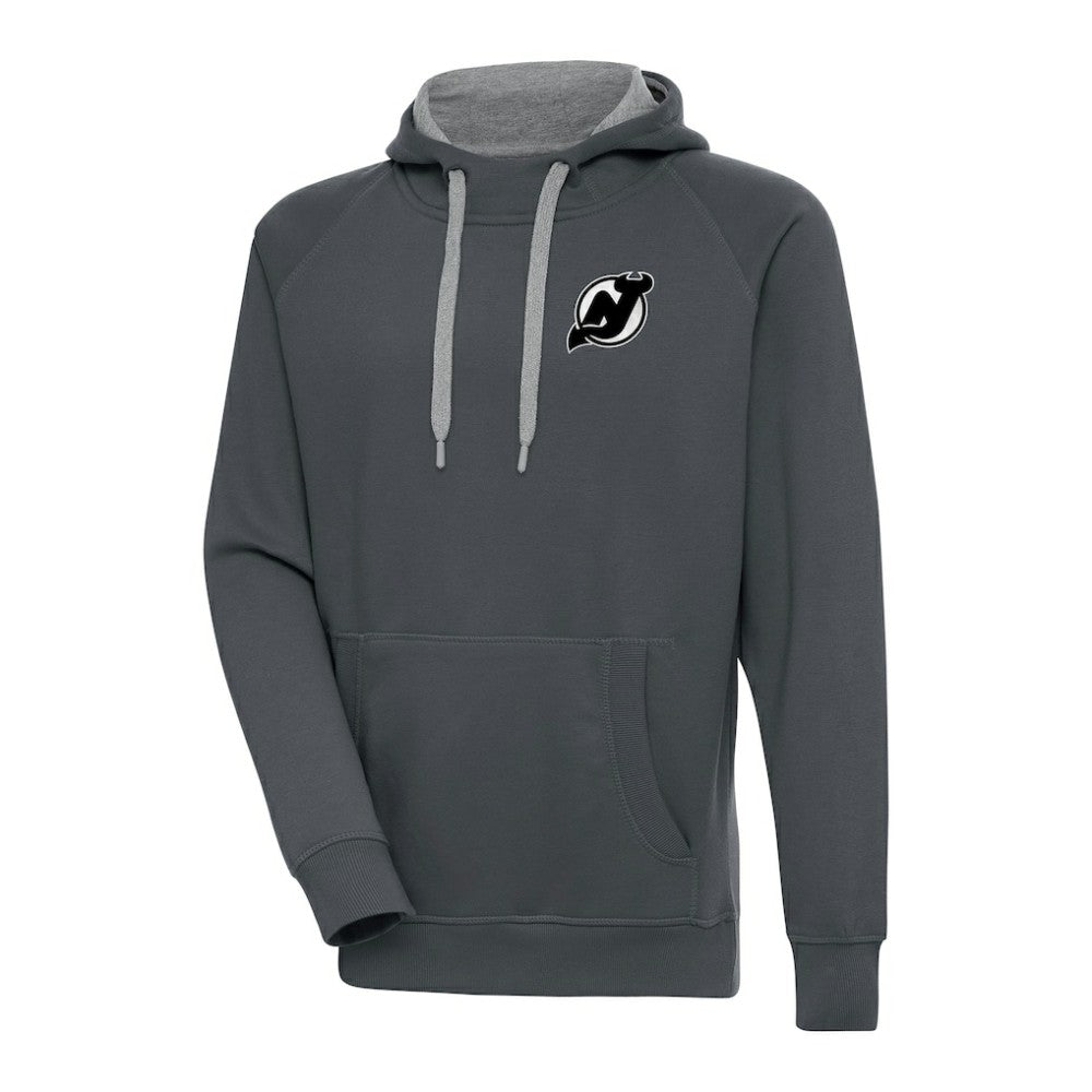 New Jersey Devils Antigua Metallic Logo Victory Pullover Hoodie - Charcoal | NHL on sale
