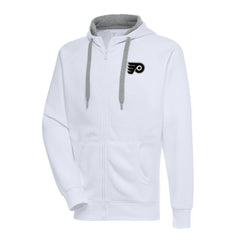 Philadelphia Flyers Antigua Metallic Logo Victory Full-Zip Hoodie - White | NHL Clearance