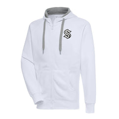 Seattle Kraken Antigua Metallic Logo Victory Full-Zip Hoodie - White | NHL Lifestyle