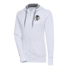 Chicago Blackhawks Antigua Women's Metallic Logo Victory Full-Zip Hoodie - White | NHL near me