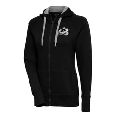 Colorado Avalanche Antigua Women's Metallic Logo Victory Full-Zip Hoodie - Black | NHL online