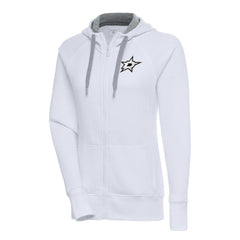 Dallas Stars Antigua Women's Metallic Logo Victory Full-Zip Hoodie - White | NHL Lifestyle