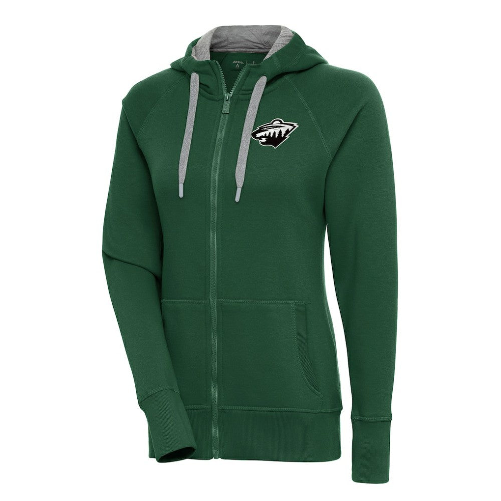 Minnesota Wild Antigua Women's Metallic Logo Victory Full-Zip Hoodie - Green | NHL online