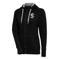 Seattle Kraken Antigua Women's Metallic Logo Victory Full-Zip Hoodie - Black | NHL discount