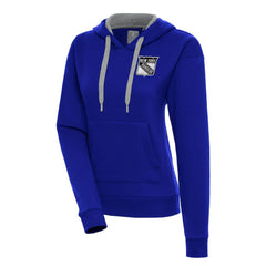 New York Rangers Antigua Women's Metallic Logo Victory Pullover Hoodie - Blue | NHL discount