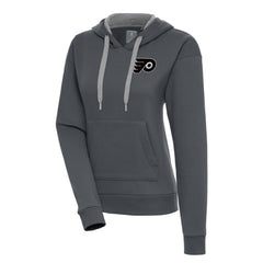 Philadelphia Flyers Antigua Women's Metallic Logo Victory Pullover Hoodie - Charcoal | NHL sale