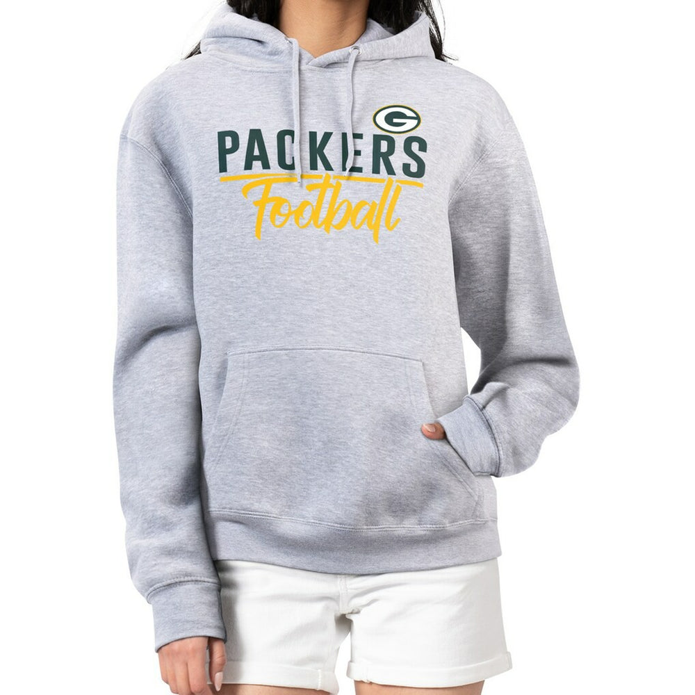 Green Bay Packers G-III 4Her by Carl Banks Women's Graphic Fleece Pullover Hoodie - Heather Gray - NFL
