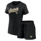 New Orleans Saints Women's Start to Finish T-Shirt & Shorts Combo Pack - Black - Fanatics