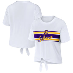 Los Angeles Lakers WEAR by Erin Andrews Women's Tie-Front T-Shirt White