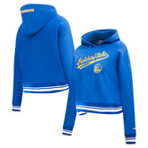 Golden State Warriors Pro Standard Women's Script Tail Cropped Pullover Hoodie Royal