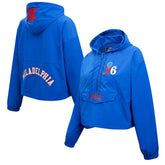 Philadelphia 76ers Pro Standard Classic Wind Woven Cropped Half-Zip Jacket Royal