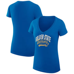 Golden State Warriors G-III 4Her by Carl Banks Women's Super-Slim Fit Lightweight Filigree Logo V-Neck T-Shirt Royal