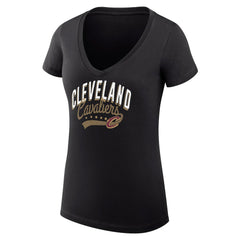 Cleveland Cavaliers G-III 4Her by Carl Banks Women's Super-Slim Fit Lightweight Filigree Logo V-Neck T-Shirt Black