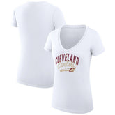 Cleveland Cavaliers G-III 4Her by Carl Banks Women's Super-Slim Fit Lightweight Filigree Logo V-Neck T-Shirt White