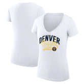 Denver Nuggets G-III 4Her by Carl Banks Women's Super-Slim Fit Lightweight Filigree Logo V-Neck T-Shirt White