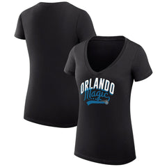 Orlando Magic G-III 4Her by Carl Banks Women's Super-Slim Fit Lightweight Filigree Logo V-Neck T-Shirt Black