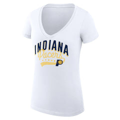 Indiana Pacers G-III 4Her by Carl Banks Women's Super-Slim Fit Lightweight Filigree Logo V-Neck T-Shirt - White