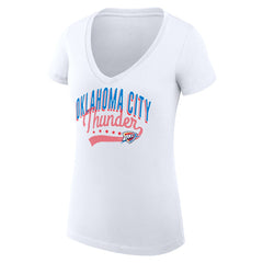 Oklahoma City Thunder G-III 4Her by Carl Banks Women's Super-Slim Fit Lightweight Filigree Logo V-Neck T-Shirt - White