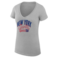 New York Giants G-III 4Her by Carl Banks Women's Super-Slim Fit Lightweight Filigree Logo Lightweight V-Neck T-Shirt – Heather Gray - NFL