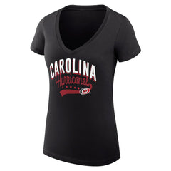 Carolina Hurricanes G-III 4Her by Carl Banks Women's Super-Slim Fit Lightweight Filigree Logo V-Neck T-Shirt – Black | NHL near me