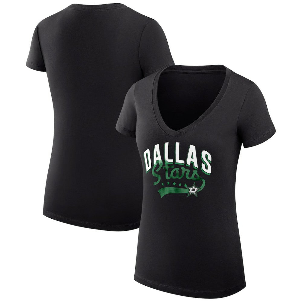 Dallas Stars G-III 4Her by Carl Banks Women's Super-Slim Fit Lightweight Filigree Logo V-Neck T-Shirt – Black | NHL sale