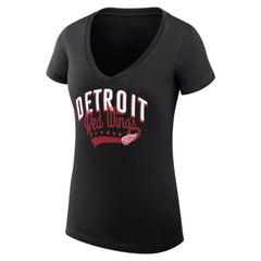 Detroit Red Wings G-III 4Her by Carl Banks Women's Super-Slim Fit Lightweight Filigree Logo V-Neck T-Shirt – Black | NHL Lifestyle