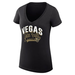 Vegas Golden Knights G-III 4Her by Carl Banks Women's Super-Slim Fit Lightweight Filigree Logo V-Neck T-Shirt – Black | NHL Lifestyle