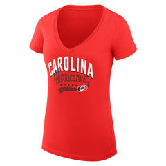 Carolina Hurricanes G-III 4Her by Carl Banks Women's Super-Slim Fit Lightweight Filigree Logo V-Neck T-Shirt – Red | NHL on sale