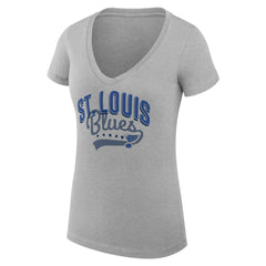 St. Louis Blues G-III 4Her by Carl Banks Women's Super-Slim Fit Lightweight Filigree Logo V-Neck T-Shirt – Gray | NHL online