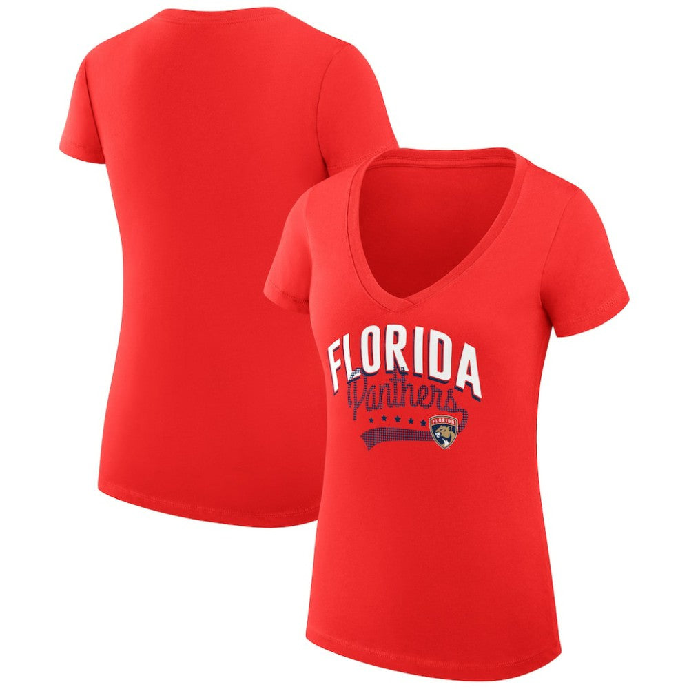 Florida Panthers G-III 4Her by Carl Banks Women's Super-Slim Fit Lightweight Filigree Logo V-Neck T-Shirt – Red | NHL on sale