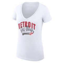 Detroit Red Wings G-III 4Her by Carl Banks Women's Super-Slim Fit Lightweight Filigree Logo V-Neck T-Shirt – White | NHL Lifestyle