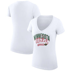 Minnesota Wild G-III 4Her by Carl Banks Women's Super-Slim Fit Lightweight Filigree Logo V-Neck T-Shirt – White | NHL online