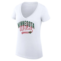 Minnesota Wild G-III 4Her by Carl Banks Women's Super-Slim Fit Lightweight Filigree Logo V-Neck T-Shirt – White | NHL online