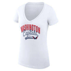 Washington Capitals G-III 4Her by Carl Banks Women's Super-Slim Fit Lightweight Filigree Logo V-Neck T-Shirt – White | NHL Lifestyle