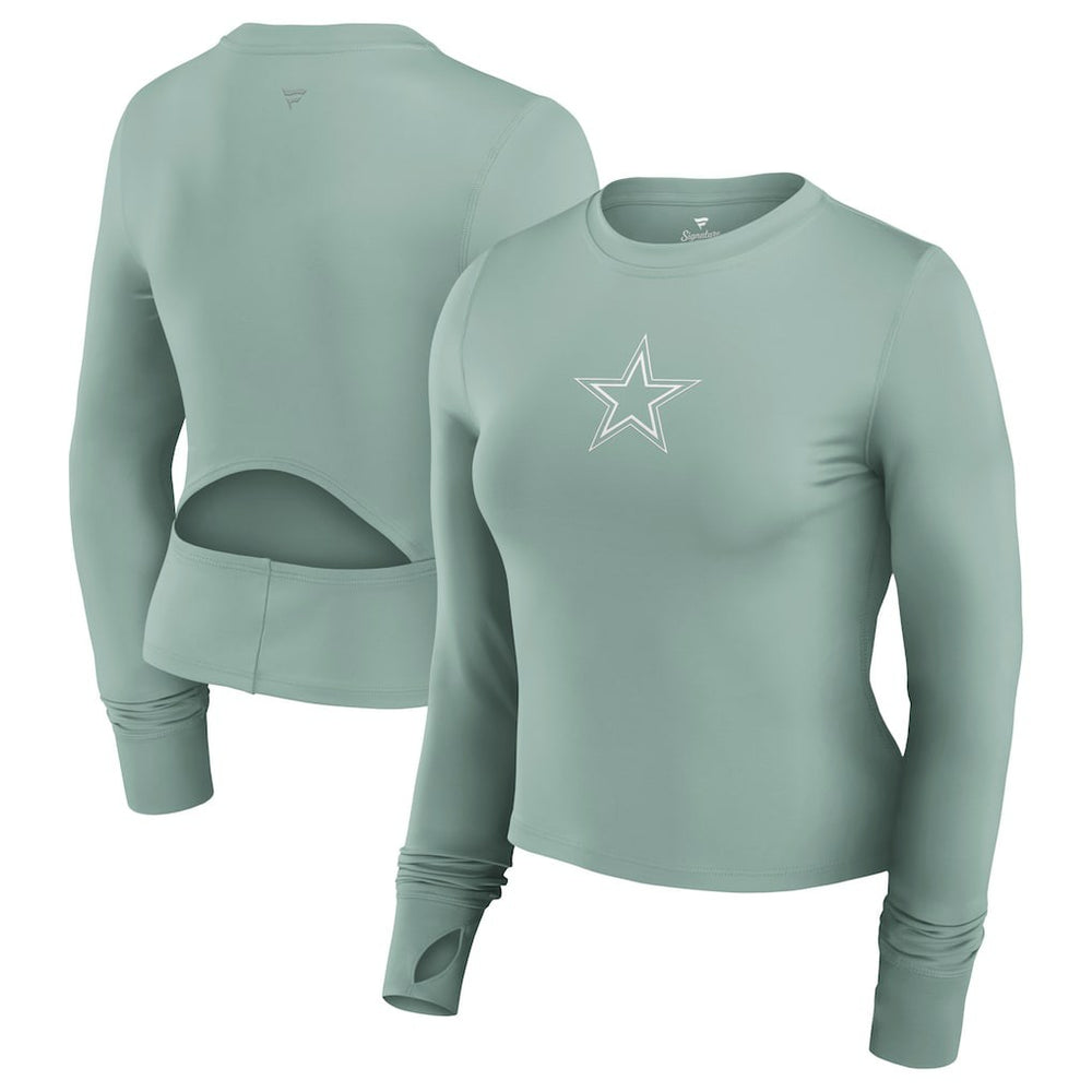 Dallas Cowboys Women's Studio Fitted Long Sleeve Gym Top - Green - Fanatics