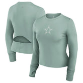 Dallas Cowboys Women's Studio Fitted Long Sleeve Gym Top - Green - Fanatics