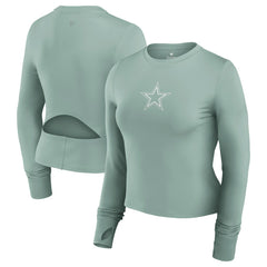 Dallas Cowboys Women's Studio Fitted Long Sleeve Gym Top - Green - Fanatics