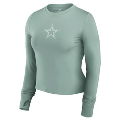 Dallas Cowboys Women's Studio Fitted Long Sleeve Gym Top - Green - Fanatics