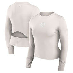 Pittsburgh Steelers Women's Studio Fitted Long Sleeve Gym Top - White - Fanatics