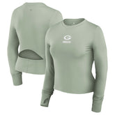 Green Bay Packers Women's Studio Fitted Long Sleeve Gym Top - Green - Fanatics
