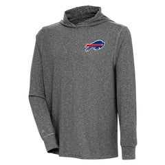 Buffalo Bills Antigua Saga Long Sleeve Hoodie T-Shirt - Heather Black - NFL