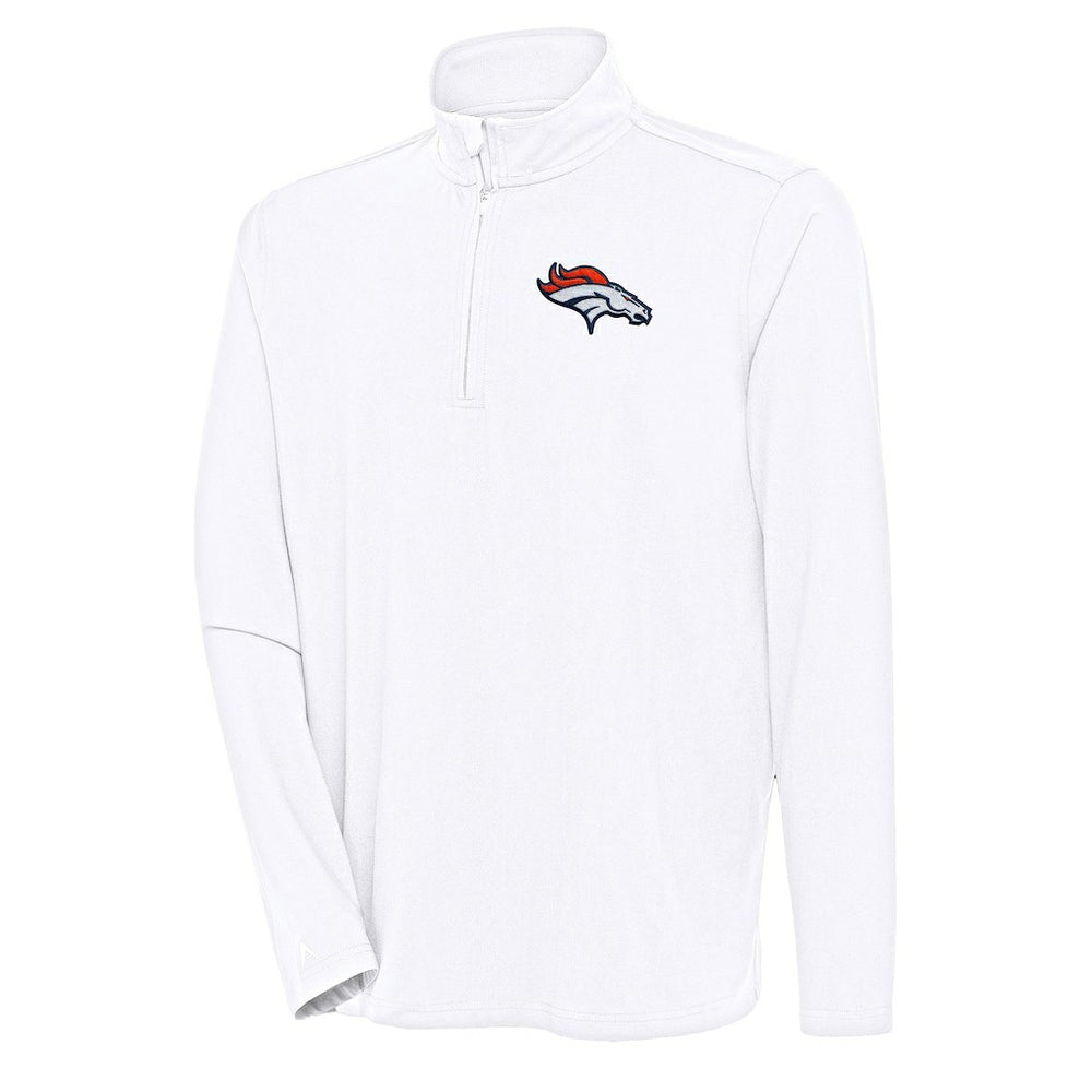 Denver Broncos Antigua Hunk Quarter-Zip Pullover Top - White - NFL