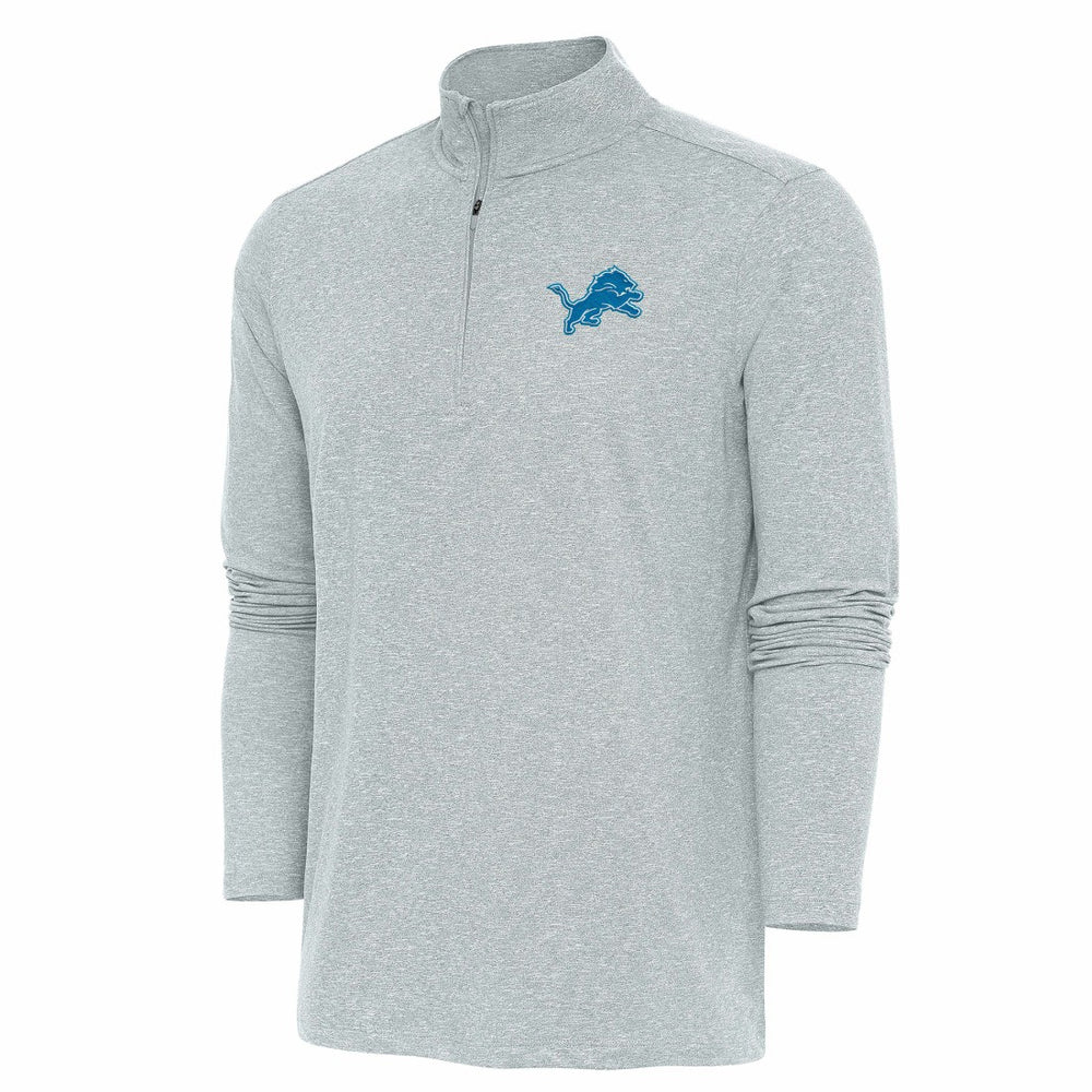 Detroit Lions Antigua Hunk Quarter-Zip Pullover Top - Heather Gray - NFL