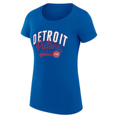 Detroit Pistons G-III 4Her by Carl Banks Women's Super-Slim Fit Lightweight Filigree Logo T-Shirt - Blue