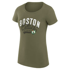 Boston Celtics G-III 4Her by Carl Banks Women's Super-Slim Fit Lightweight Filigree Logo T-Shirt - Olive